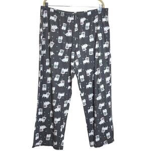 Jenni Intimates Womens Pajama Pants Size XXL Pug Novelty Print Gray White